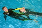 RESCUES, 5 CHIN TOW
Swim sidestroke and keep face of unconscious casualty well out of the water 1